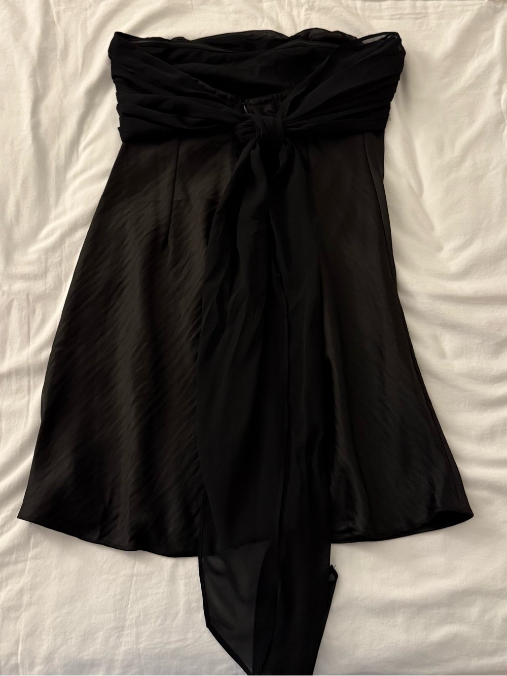 Princess Polly Adoration satin off the shoulder chiffon bow tie back mini dress - Picture 4 of 5